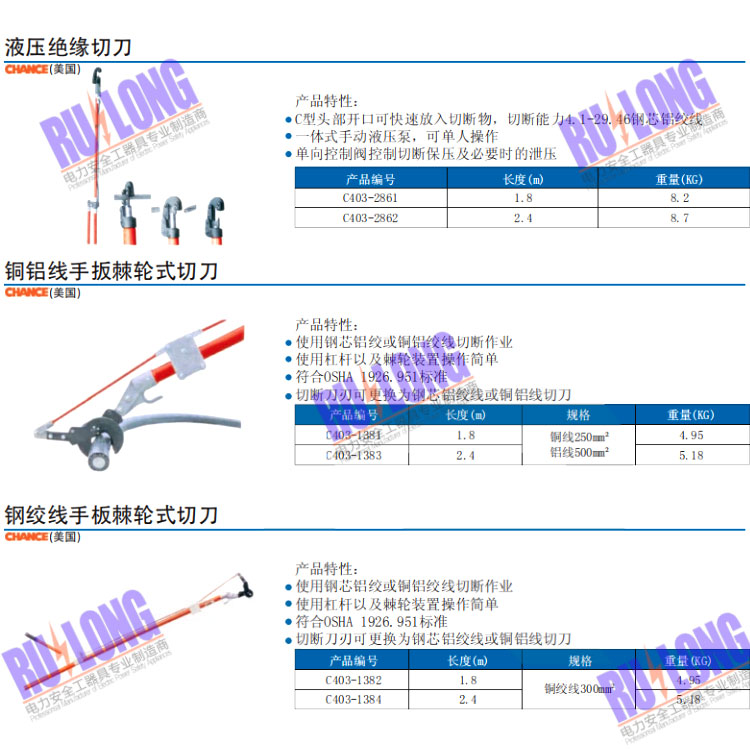 液压绝缘切刀 铜铝线手扳棘轮式切刀 钢绞线手扳棘轮式切刀